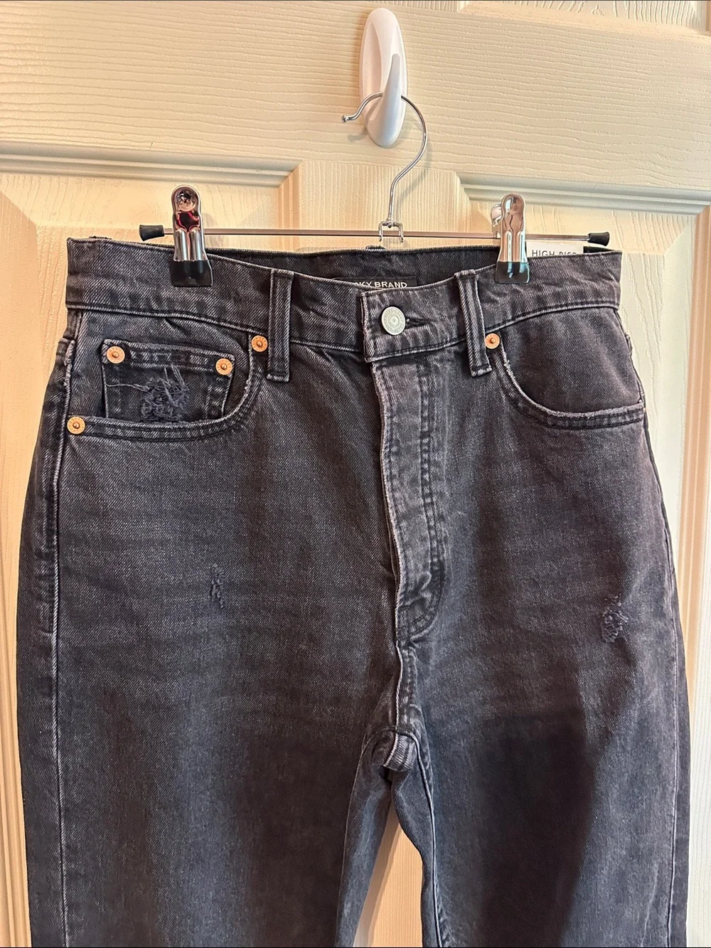 High-Rise Mom Jean Black Distressed Women's Jeans 2/26A by Lucky Brand